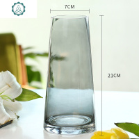 北欧简约玻璃花瓶透明水养富贵竹百合花玫瑰鲜花插花花瓶客厅摆件 封后 简约T形(透明色) 大
