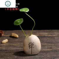 禅意粗陶花瓶陶瓷仿石头装饰客厅摆件水培花盆器皿创意绿萝小花器 封后 SGY-岩茶字(小号) 小