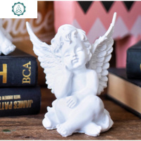 JK慕空间 美式欧式复古做旧树脂少女天使桌面摆件装饰品 封后 小天使左边A款