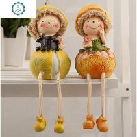 推荐儿童节春色满园蔬菜水果吊脚情侣娃娃田园风家居摆件装饰 封后 桔子吊脚一对16CM坐高
