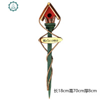 户外创意别墅美式花园欢迎地插牌农家乐庭院景观装饰鸟窝插件摆件 封后 浅绿色插牌+绿色长尾1只+白头鸟1只