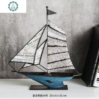 现代帆船摆件小一帆风顺创意美式客厅电视柜办公室桌面家居装饰品 封后 铁艺中号帆船