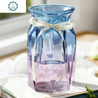 玻璃花瓶透明插花客厅欧式水培钻石花瓶办公水养绿萝北欧干花摆件 封后 磨砂灰