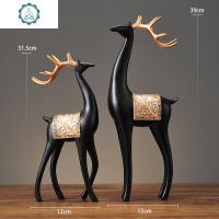 现代简约客厅电视柜酒柜鹿摆件家居美式酒柜玄关工艺品装饰品 封后 黑色C款