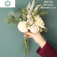 ins风仿真花假花玫瑰绣球混搭花束家居客厅装饰摆设绢花花艺摆件 封后 白色一束