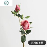 保加利亚玫瑰花欧式假花仿真花绢花客厅摆件摆设装饰花塑料花 封后 4支深粉色