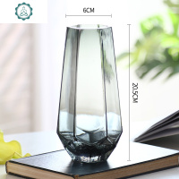 欧式简约创意玻璃花瓶新款水养鲜花百合几何花瓶花器干花插花摆件 封后 1251中号(烟灰色) 大