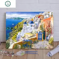 封后(FENGHOU)diy数字油画 客厅风景花卉动漫人物手绘定制涂色装饰画 海边 海边的白房子 60*75[订好内壁饰