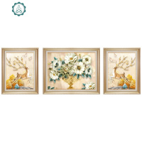 封后(FENGHOU)客厅装饰画沙发背景画三联画欧式油画包 赫尔斯银立体复式双框 基本组合(两边40X50/中间60壁饰