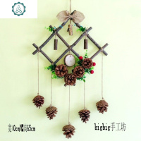 树枝干花装饰手工DIY制作松果木片圣诞节幼儿园环创仿真红果 封后 B成品高65宽40cm木片款 干花包