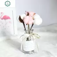 北欧干花装饰摆件小清新网红ins尤加利叶棉花永生花玫瑰干花花束 封后 紫玫瑰尤加利叶(含瓶) 干树枝