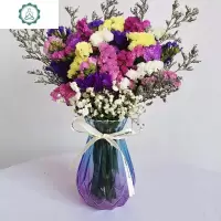 满天星干花花束真花云南勿忘我鲜花雏菊文艺风家居客厅装饰摆设件 封后 6色+情人草+蓝兔尾含蓝红钻瓶