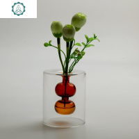 创意手作复古彩色玻璃插花瓶葫芦水培花器装饰摆件民宿网红店装饰 封后 湖绿色