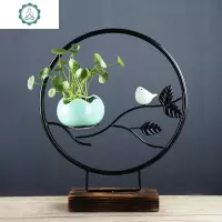 北欧陶瓷花瓶摆件玄关装饰家居水培花盆客厅博古架创意桌面迷你小 封后 鸟语花香+蓝款(不含绿植)