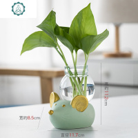 创意可爱动物绿萝水培植物插花花瓶玻璃透明养花容器桌面装饰摆件 封后 十二生肖[水培]狗(不含绿植) 小
