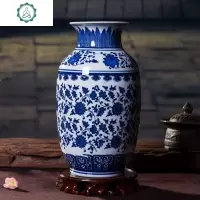景德镇陶瓷器家居装饰品中式小花瓶仿古青花瓷博古架电视酒柜摆件 封后 梅瓶