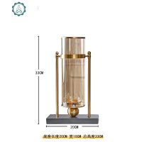 欧式样板房玻璃花瓶摆件美式客厅餐桌插花金属烛台花瓶装饰 封后 奢华烛台花瓶高款