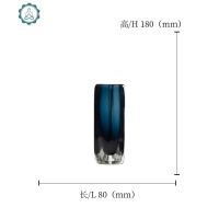 简约现代花瓶摆件手工琉璃作色样板房软装客厅卧室桌面创意插花器 封后 深邃蓝3干花/花瓣/干花包/干树枝