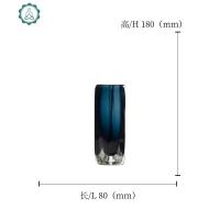 简约现代花瓶摆件手工琉璃作色样板房软装客厅卧室桌面创意插花器 封后 深邃蓝1干花/花瓣/干花包/干树枝