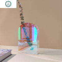 北欧炫彩亚克力花瓶透明样板房客厅桌面摆件几何创意简约饰品干花 封后 橙黄有保护膜