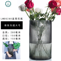 手工中式玻璃花瓶 欧式花插花器 干花百合装饰玻璃瓶 封后 气泡金沙绿大号(有小气泡)手作有小气泡线条