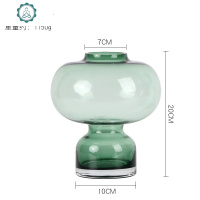 北欧ins简约欧式圆葫芦玻璃花瓶透明插花水养水培瓶丹麦绿色大号 封后 绿色大号