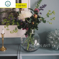 北欧网红圆形透明玻璃花瓶圆球水培干花插花器桌面装饰摆件家居 封后 [小号透明]圆球花瓶(高18*14*口7cm)