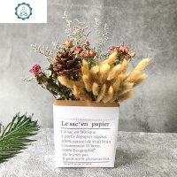 满天星干花花束真花装饰摆件网红ins牛皮纸袋棉花插花玫瑰家居客 封后 紫白勿情人草纸袋花 干花包