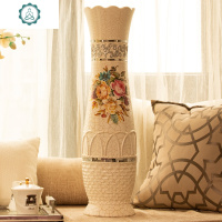 欧式陶瓷落地花瓶大号家居客厅仿真玫瑰花摆件干花插花器套装 封后 清芳D款花瓶(高61CM)