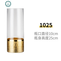 亦恩北欧电镀蜂窝玻璃花瓶原创设计纸艺花朵家居饰品摆件 封后 1025锥形刻金直筒升级款,推荐
