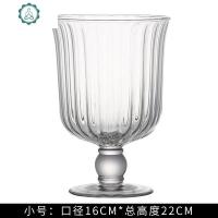 廊燕 花瓶玻璃透明 欧式创意高脚花瓶餐桌插花大口径水培鲜花花瓶 封后 透明单只小号花瓶