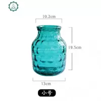 波点蓝色玻璃花瓶 小清新美式田园花瓶 水培绿萝鲜花插花小口花瓶 封后 小号瘦款