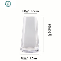 欧式花瓶玻璃透明大号创意客厅插花富贵竹百合鲜花花瓶摆件家用 封后 22cm高灰色(描金边) 中等