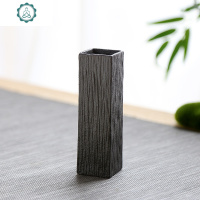 花瓶 茶道配件复古粗陶瓷 小花器陶艺花插禅意茶桌插花花艺摆件 封后 禅风黑花器A款式五