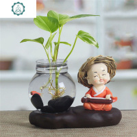 玻璃水培创意摆件可爱萌情侣和尚花瓶花插居家办公装饰迷你小花器 封后 书(不带绿植和石头) 小