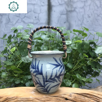 景德镇 中式仿古青花 水培 手工拉坯 手绘图案花瓶陶瓷摆件花器 封后 不知花