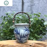 景德镇 中式仿古青花 水培 手工拉坯 手绘图案花瓶陶瓷摆件花器 封后 乱叶图