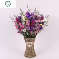 云南勿忘我干花花束插花带花篮款家庭家居客厅装饰摆设鲜花晾晒 封后 6色加情人草+草编细腰花篮