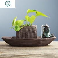 创意姜太公钓鱼陶瓷花瓶水培插花简约现代中国风客厅家居装饰摆件 封后 BS-2203含姜太 中等