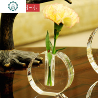 水晶玻璃小花瓶迷你绿萝水培小花瓶办公桌餐桌装饰小清新花瓶摆件 封后 富贵小花瓶中号8*8*16厘米
