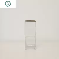 轻奢玻璃花瓶描金边瓶口设计家居餐桌客厅插花瓶摆件透明水培花瓶 封后 套装D