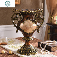 欧式仿真花瓶摆件客厅电视柜餐桌干花插花美式中式装饰品 封后 花瓶+2束豆沙色