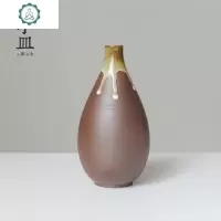 小花瓶摆件客厅插花陶瓷复古禅意现代简约日式茶艺插干花水培花器 封后 汉方-花插(紫黑釉)