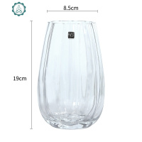 玻璃插花瓶透明富贵竹鲜花彩色水培水养客厅装饰摆件百合花瓶大号 封后 波纹炮瓶小号-琥珀 中等