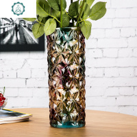 欧式大号水晶玻璃花瓶客厅小清新摆件插花水培富贵竹干花落地花器 封后 白色编织纹(高30cm)