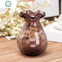 欧式迷你 可爱石榴造型花瓶浮彩色玻璃花瓶水培工艺品装饰摆设 封后 15CM小石榴(烟灰)