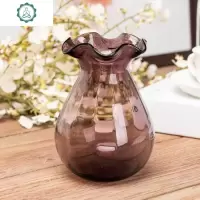 欧式迷你 可爱石榴造型花瓶浮彩色玻璃花瓶水培工艺品装饰摆设 封后 15CM小石榴(紫红)