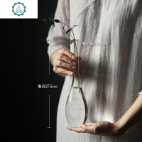 日式玻璃禅意花器 插花花器水培花瓶 鹤首玉净瓶观音瓶茶席摆设 封后 禅意柳叶瓶