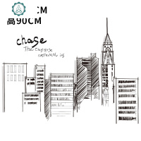 大型创意城市贴画客厅卧室背景墙面装饰贴纸黑白墙壁建筑墙纸自粘 封后 YW156-老爷车 超大墙贴