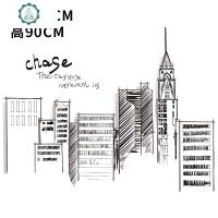 大型创意城市贴画客厅卧室背景墙面装饰贴纸黑白墙壁建筑墙纸自粘 封后 SUBI90A款 超大墙贴